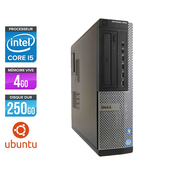 Dell Optiplex 7010 Desktop - Core i5 - 4 Go - HDD 250 Go - Ubuntu - Linux