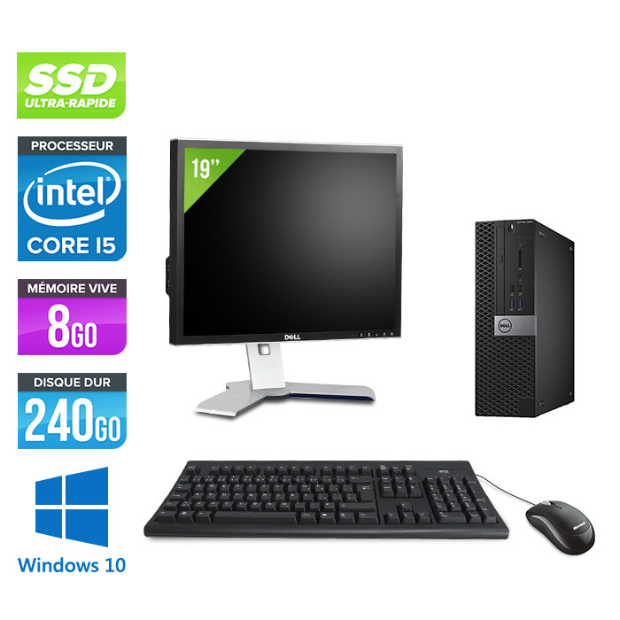 Dell Optiplex 5040 SFF + Ecran 19'' - i5 - 8Go - 240Go SSD - Windows 10