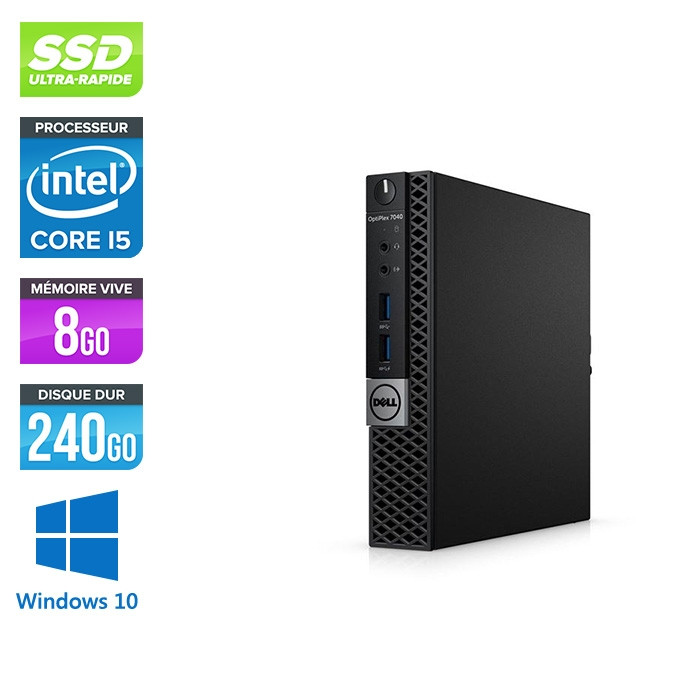 PC de Bureau reconditionné Dell Optiplex 7050 Micro - i5 6600 - 8Go - 240Go  SSD - windows 10 - Trade Discount