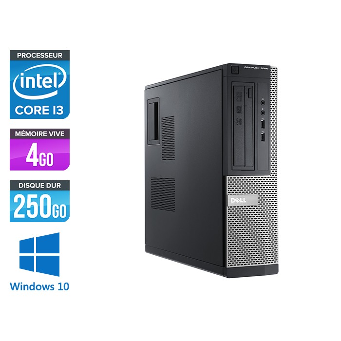 Pc de bureau reconditionné - Dell Optiplex 3010 DT - i3 - 4Go - 250Go HDD - Windows 10