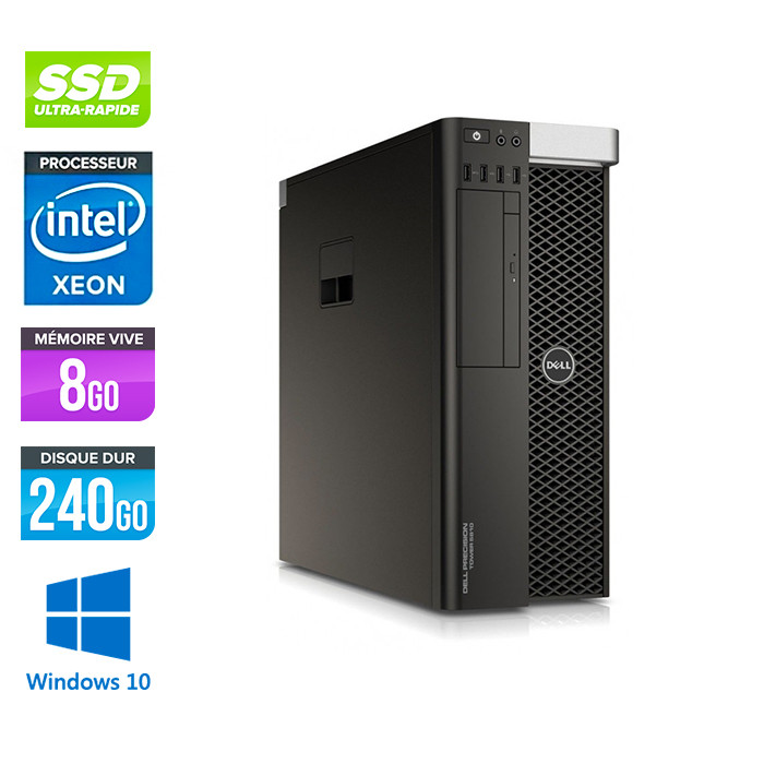 Dell T5810 - Xeon 1607 V3 - 8Go - 240Go SSD - Quadro 4000 - W10
