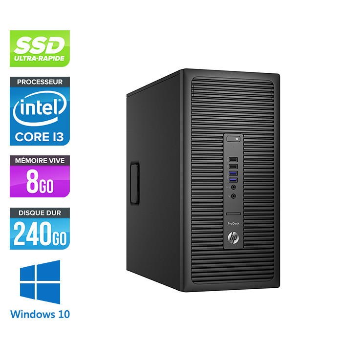 HP ProDesk 600 G2 Tour - i3-6100 - 8Go DDR4 - 240Go SSD - Windows 10