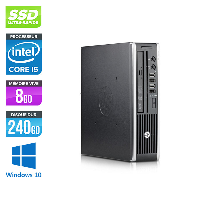 HP Elite 8200 USDT - i5 - 8go - 240Go SSD - DVD - Windows 10