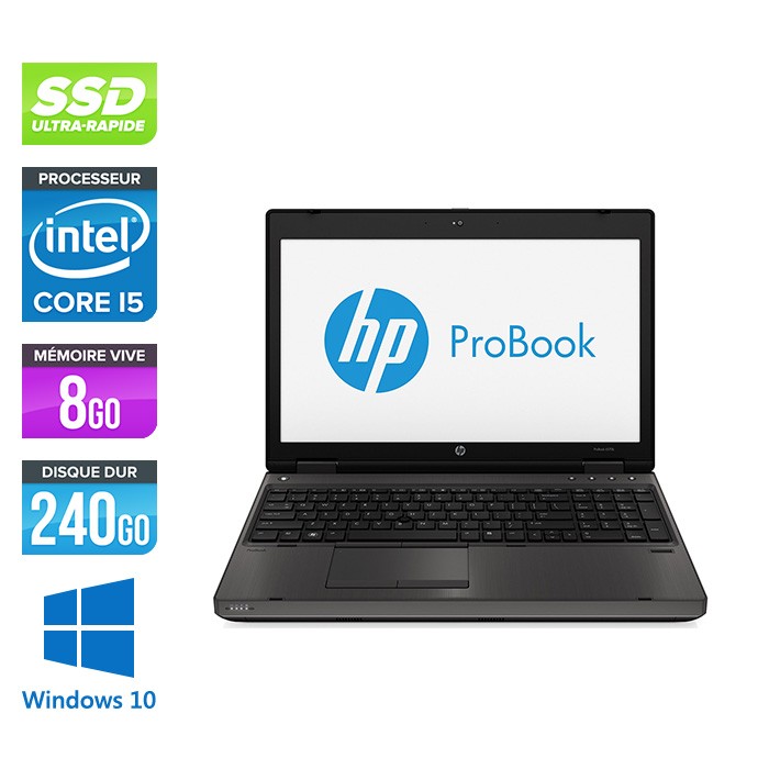 HP ProBook 6570B - i5 - 8Go - 240 Go SSD - 15.6'' - Windows 10 pro