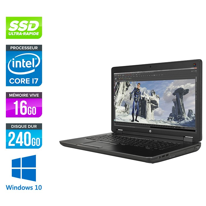 HP Zbook 17 G2 - i7 - 16Go - SSD 240Go - HDD 750Go - Nvidia K3100M - Windows 10 