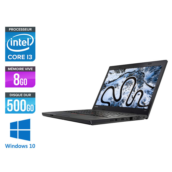 Ordinateur portable reconditionné - Lenovo ThinkPad L470 - i3 - 8Go - 500Go HDD - Windows 10