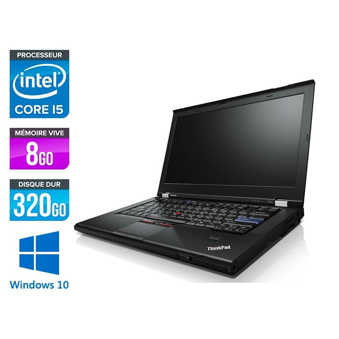 Pc portable reconditionné - Lenovo ThinkPad T420 - i5 - 8Go - 320Go HDD - Windows 10 Professionnel