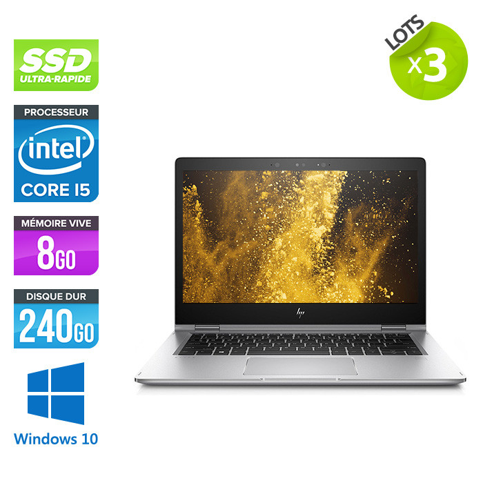 Lot de 3 ultrabook reconditionnés - HP EliteBook X360 1030 G2 - i5 - 8Go - 240Go SSD - 13" FHD tactile - W10
