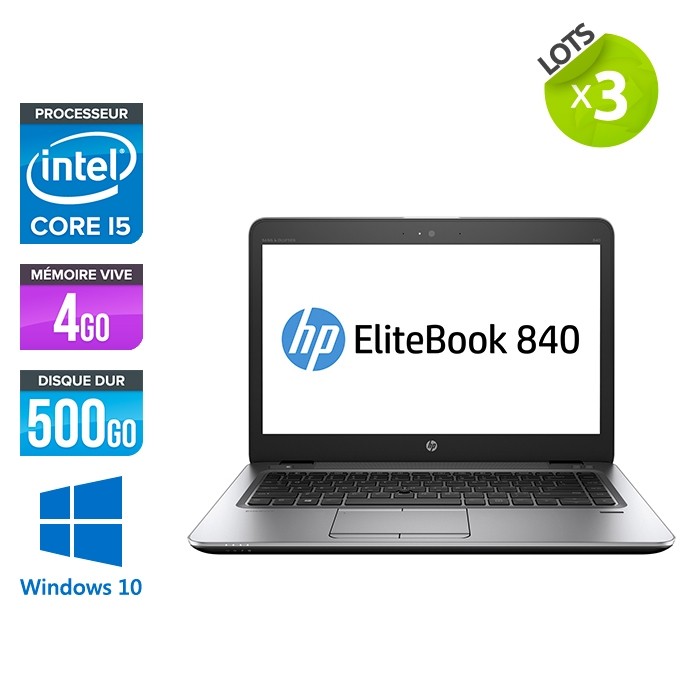 Lot de 3 Pc portables - HP Elitebook 840 G1 - i5 - 4Go RAM- 500Go HDD - 14'' - Windows 10