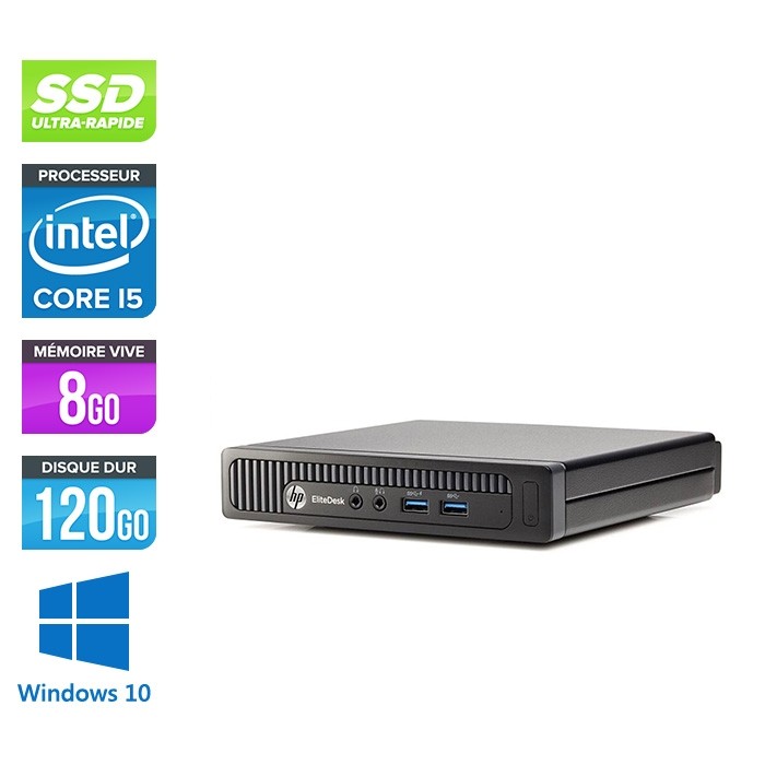 Ordinateur de bureau - HP EliteDesk 800 G1 DMreconditionné - i5 - 8Go - 120Go SSD - Windows 10