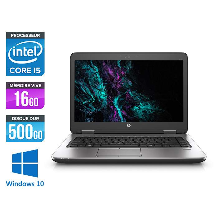 Pc portable - HP ProBook 640 G2 reconditionné - i5 6200U - 16Go - 500Go HDD - 14'' HD - Windows 10