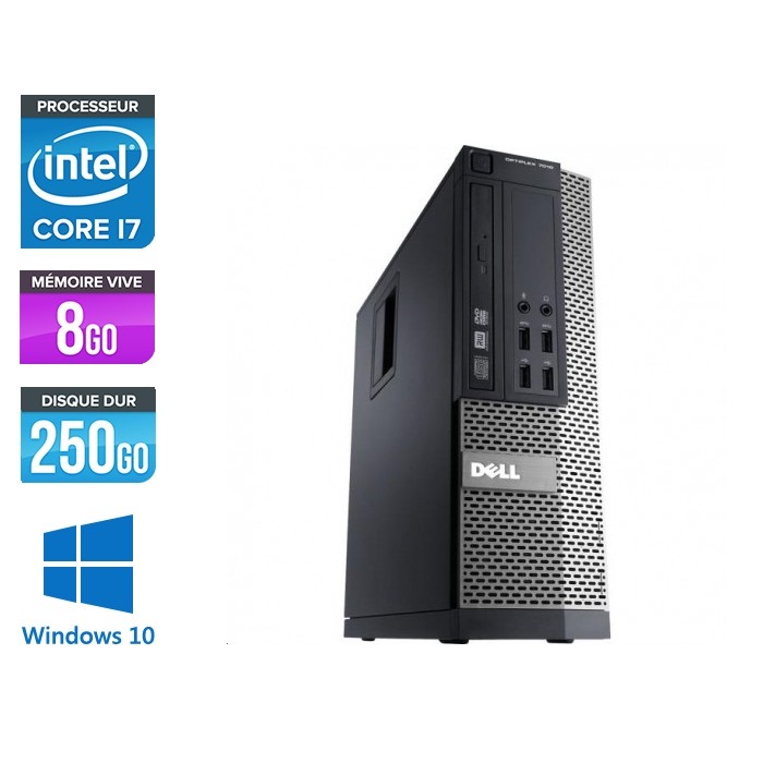 Pc de bureau reconditionné - Dell Optiplex 7010 SFF - intel core i7 - 8Go - 250Go HDD - Windows 10 professionnel