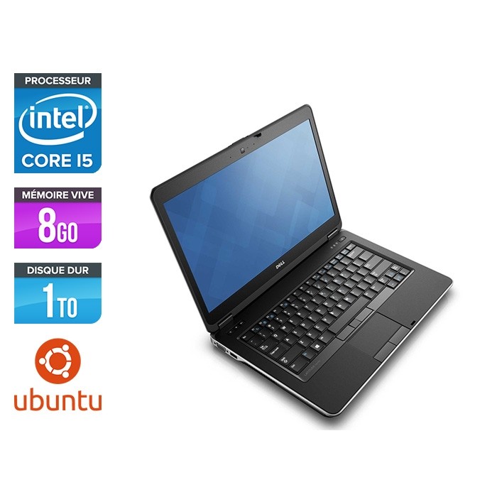 Ordinateur portable reconditionné - Dell Latitude E6440 - i5 - 8Go - 1To HDD - Webcam - Ubuntu / Linux