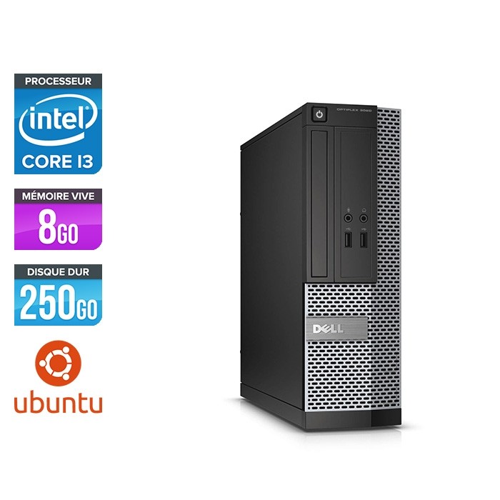 PC de bureau reconditionné Dell Optiplex 3020 SFF - Core i3 - 8Go - 250Go HDD - Ubuntu / Linux