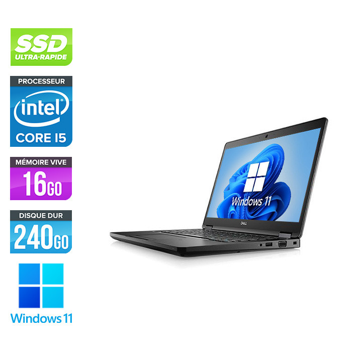Pc portable - Dell Latitude 5490 reconditionné - i5 7300U - 16Go DDR4 - 240 Go SSD - Windows 11