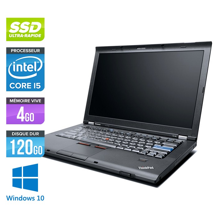 Lenovo ThinkPad T410 - Core i5 - 4Go - 120Go SSD - Windows 10