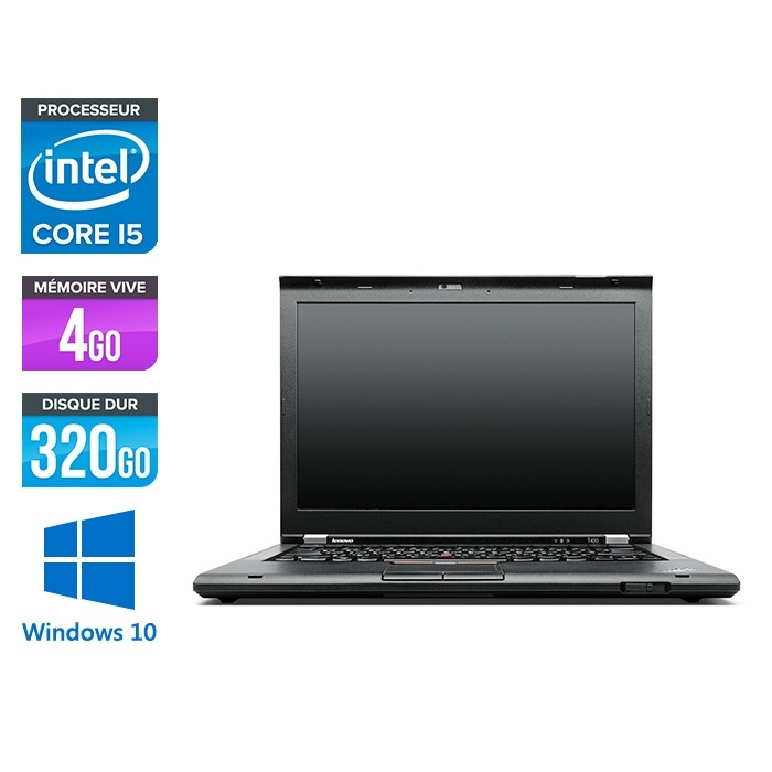 Pc portable reconditionné - Lenovo ThinkPad T430S - i5 - 4Go - 320Go HDD - Windows 10 Pro