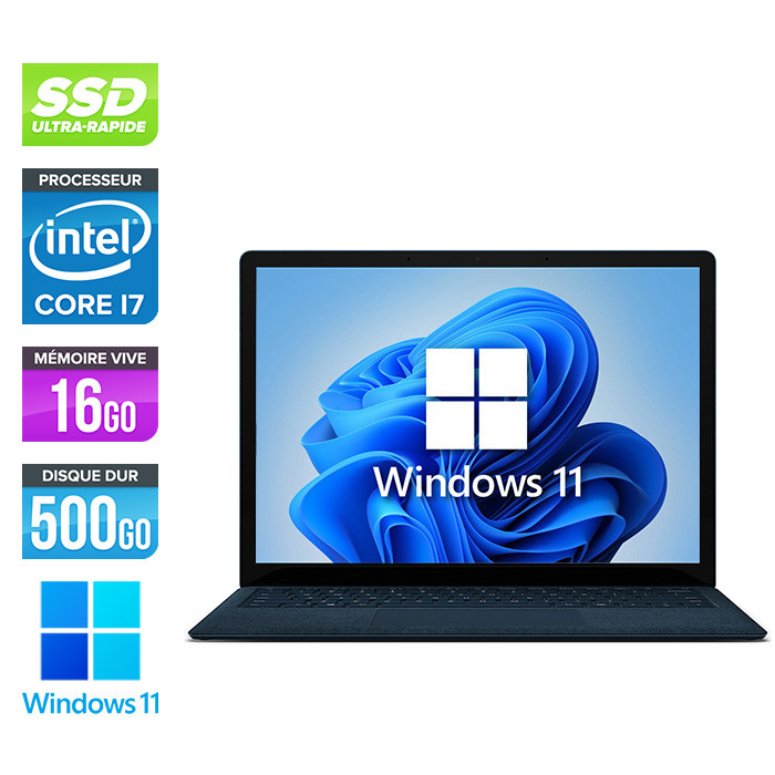 Tablette tactile reconditionnée - Microsoft Laptop 2 - i7-8650U -13.5'' /  Tactile - 16Go RAM - 500Go SSD - W11 - Bleu - Trade Discount.