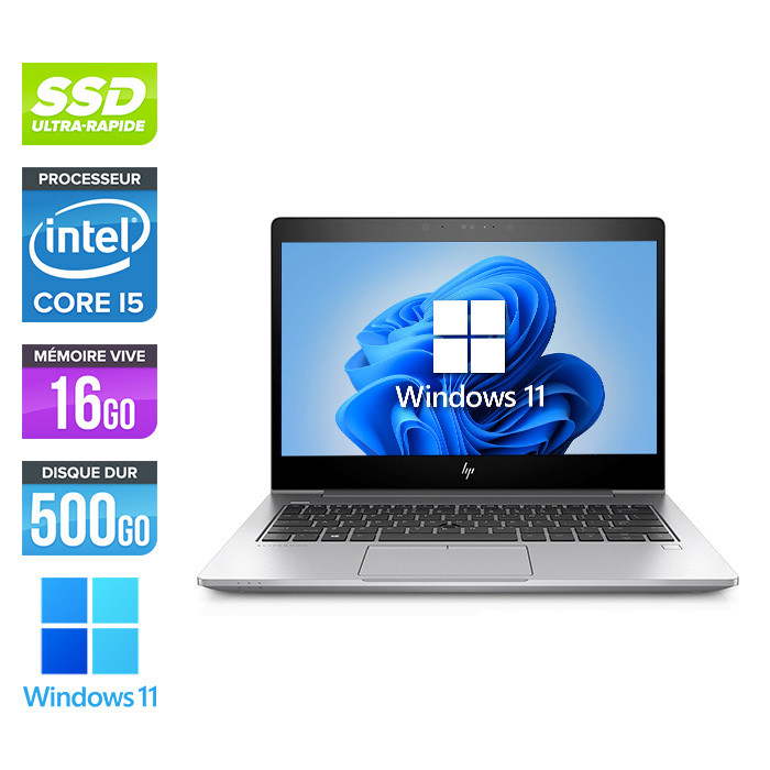 HP Elitebook 830 G5 - i5-8350U - 16 Go - 500Go SSD - FHD - Windows 11