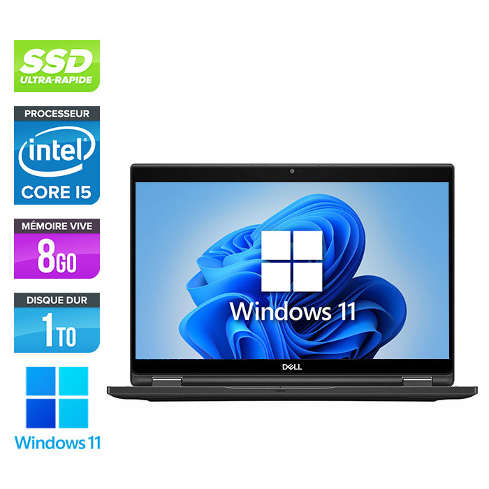 Ultraportable reconditionné - Dell Latitude 7390 2-en-1 - i5 - 8Go - 1 To SSD - Windows 11