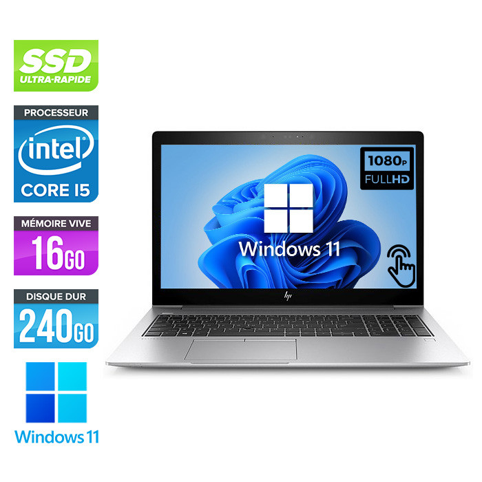 Ultrabook reconditionné HP EliteBook 850 G5 - i5 - 16Go - 240Go SSD - 15.6" FHD Tactile - Windows 11