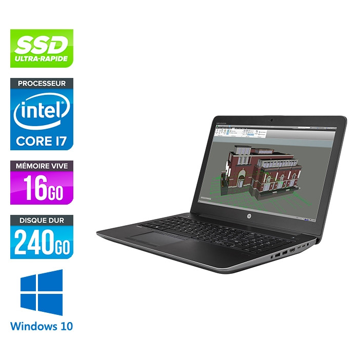 HP Zbook 15 G3 - i7 - 16 Go - 240Go SSD - 500Go - Nvidia M1000M - Windows 10 