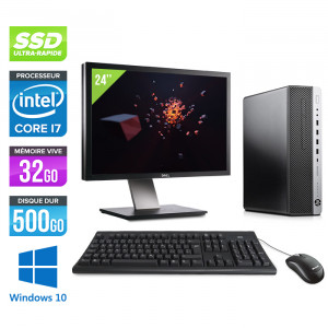 HP EliteDesk 800 G3 SFF - Windows 10 + Écran 24"