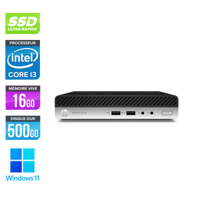Mini Pc bureau reconditionné - HP ProDesk 400 G5 USDT - i3 - 16Go - 500Go SSD - Windows 11