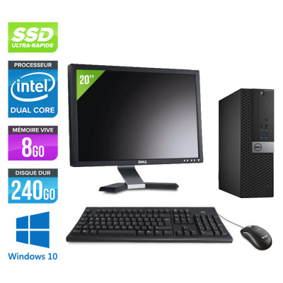 Pc de bureau Dell Optiplex 5050 SFF reconditionné - Intel pentium - 8Go - 240Go SSD - Windows 10 - Ecran 20