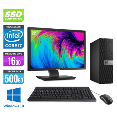 Pack PC bureau reconditionné - Dell Optiplex 7050 SFF - i7 - 16Go - 500Go SSD - Win 10