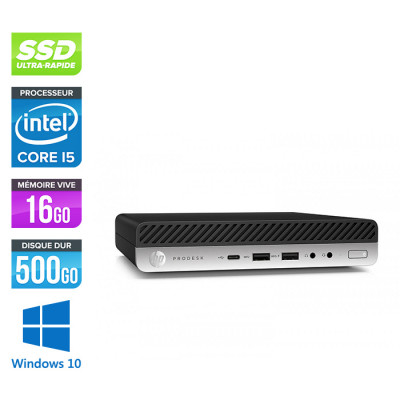 HP ProDesk 600 G5 DM - i5-9500T - 16Go DDR4 - 500Go SSD - Windows 10
