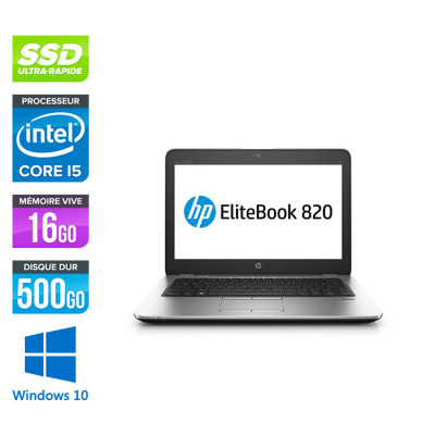 HP Elitebook 820 G3 - i5 6200U - 16Go - 500 Go SSD  - Windows 10