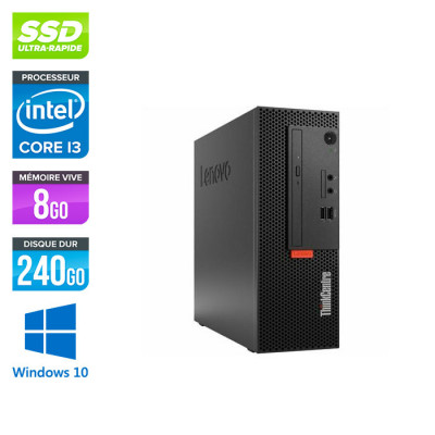 Pc de bureau reconditionne Lenovo ThinkCentre M710e SFF - Intel core i3-6100 - 8Go RAM DDR4 - 240Go SSD - Windows 10 Pro