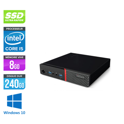PC de bureau reconditionné - Lenovo ThinkCentre M710Q Tiny - Intel core i5-6500T - 8 Go RAM DDR4 - 240Go SSD - Windows 10