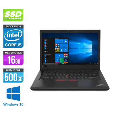 Pc portable reconditionné - Lenovo ThinkPad T480 - i5 - 16Go - 500Go SSD - 14" FHD - Windows 10