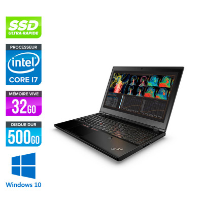 Workstation portable reconditionnée - Lenovo ThinkPad P50 -  i7 - 32Go - 500Go SSD - Nvidia M1000M - Windows 10