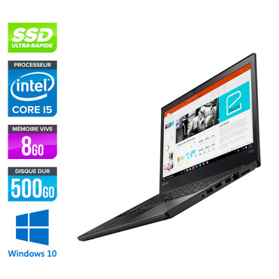 Pc portable reconditionné - Lenovo ThinkPad T470 - i5 7200U - 8Go - SSD 500Go nvme - Windows 10