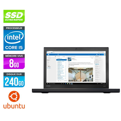 Ultrabook reconditionné pas cher - Lenovo ThinkPad X270 - i5 6200U - 8Go - 240 Go SSD - Linux