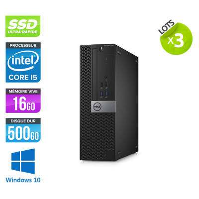 Lot de 3 PC bureau reconditionné - Dell Optiplex 7040 SFF - i5 - 16Go - 500Go SSD - Win 10