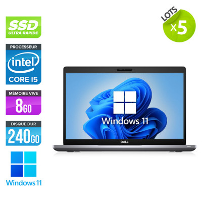 Lot de 5 Pc portable - Dell Latitude 5410 reconditionné - i5 10310U - 8Go DDR4 - 240 Go SSD - Windows 11