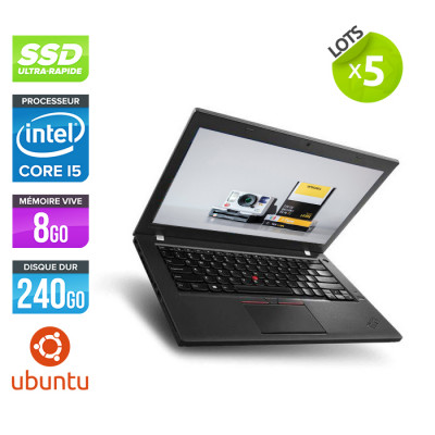 Lot de 5 pc portable reconditionnés - Lenovo ThinkPad X270 - i5 6200U - 8Go - 240 Go SSD - Linux