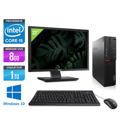 Pack Lenovo ThinkCentre M800 SFF - i5 - 8Go - 1To HDD - Windows 10 - Ecran 22 pouces