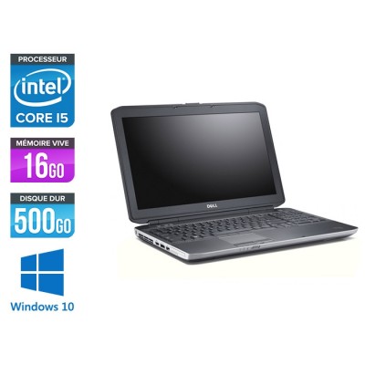 Pc portable reconditionné - Dell Latitude E5530 - i5-3210M - 16Go - 500 Go HDD - 15.6'' HD - Windows 10