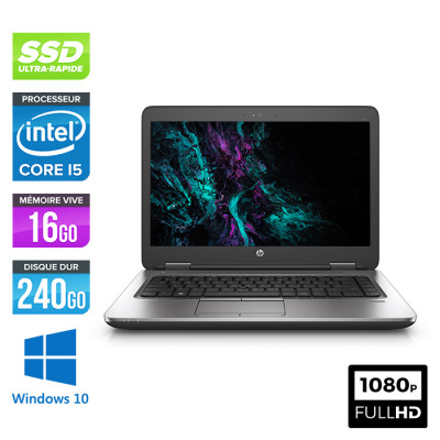 Pc portable - HP ProBook 640 G2 reconditionné - i5 6200U - 16Go - SSD 240Go - 14'' FHD - Webcam - Windows 10