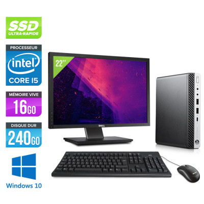 PC de bureau reconditionné HP EliteDesk 400 G5 Tour - i5-8500 - 8Go DDR4 -  240Go SSD - Ubuntu / Linux + Ecran 22 - Trade Discount