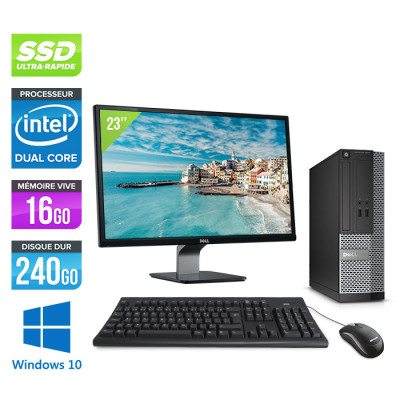 Pack PC de bureau Dell Optiplex 3020 SFF + écran 23" - G3220 - 16Go - SSD 240 Go - W10