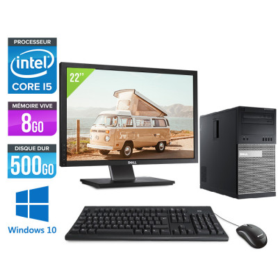 Pack PC bureau reconditionné - Dell Optiplex 9020 Tour - i5 - 8Go - 500Go HDD - Windows 10 Professionnel
