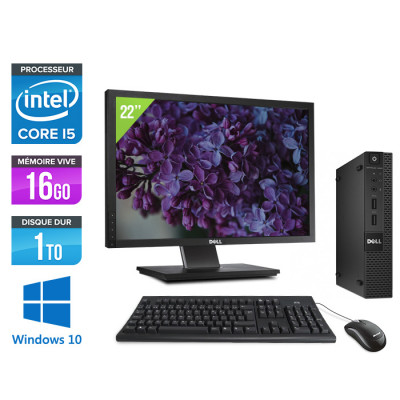 Pack Pc de bureau reconditionné - Dell 3020 Micro - Intel Core i5 - 16Go - 1 To HDD - W10