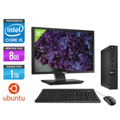 Pack Pc de bureau reconditionné - Dell 3020 Micro - Intel Core i5 - 16Go - 1 To HDD - Ubuntu / Linux