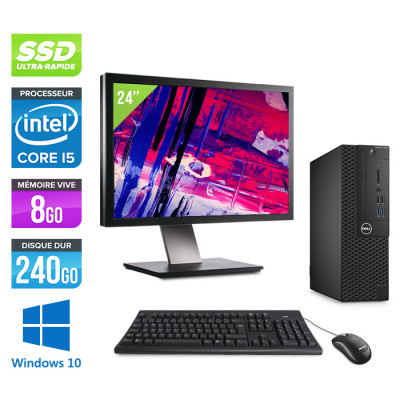 Pack Pc de bureau Dell 3050 SFF - Intel Core i5 6500 - 8Go - 240Go SSD - Écran 24 - W10